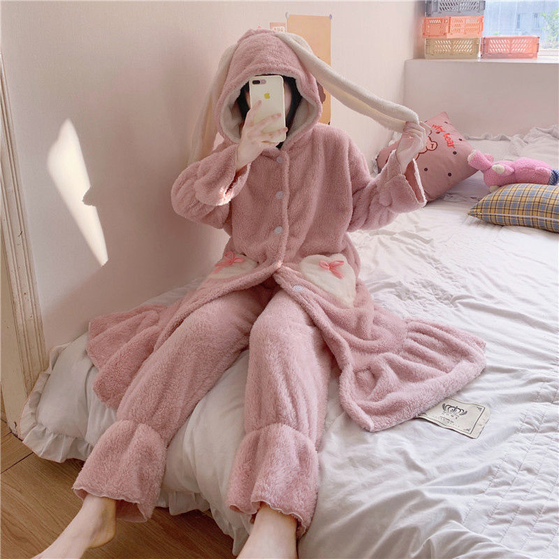 Title 5, Cute Plus Velvet Padded Nightgown That Can Be W...