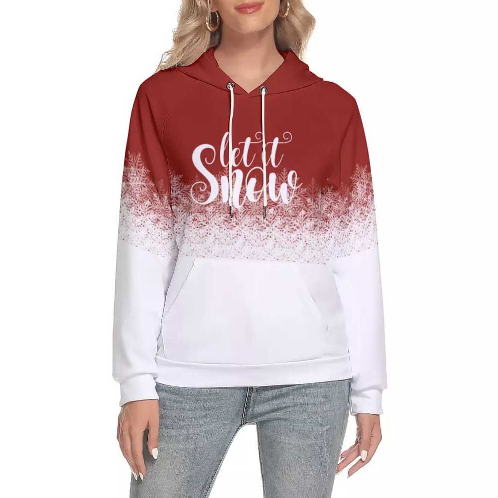 Snowflake Gradient Print Raglan Sleeve Hoodie Sweatshirt