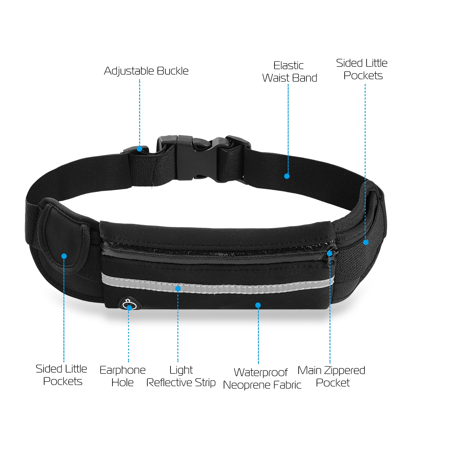 1Pc Sports Waist Bag Running Belt Pack Waterproof Adjustable Waist Pouch
