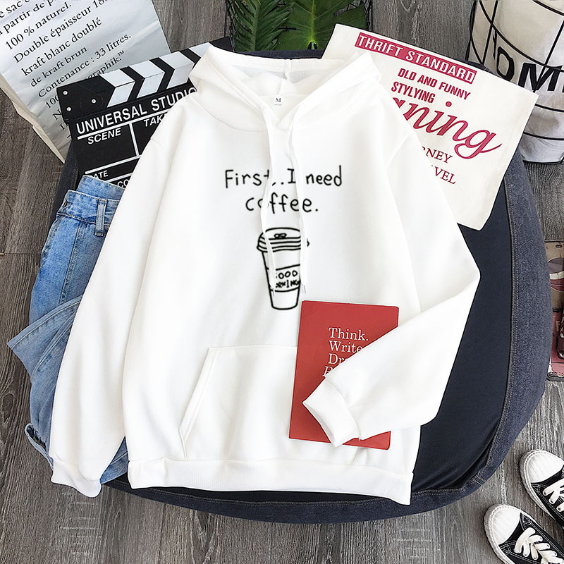 Title 3, All-match Personality First I Need Coffee Hoodie