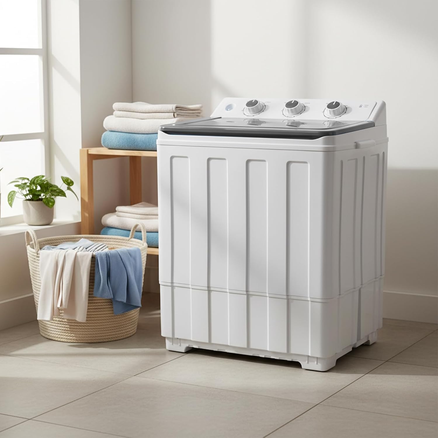 14lbs Portable Washing Machine With 9.5lbs Wash And 4.5lbs Spin, Twin Tub Washer Compact Machine With Drain Pump, Mini Portable Washer For Home, Camping, RVs, And Small Spaces, Grey