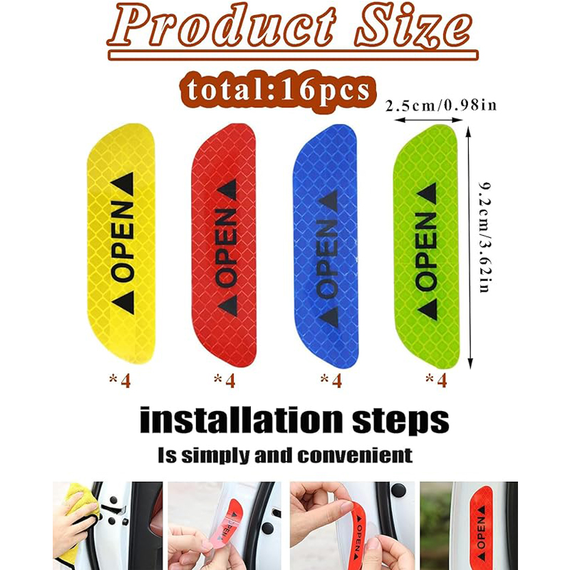 20 Pcs Car Stickers, Reflective Open Warning Signal Stickers, Night Car Stickers, Anti-Collision Safety, Car Door Protection & Decoration
