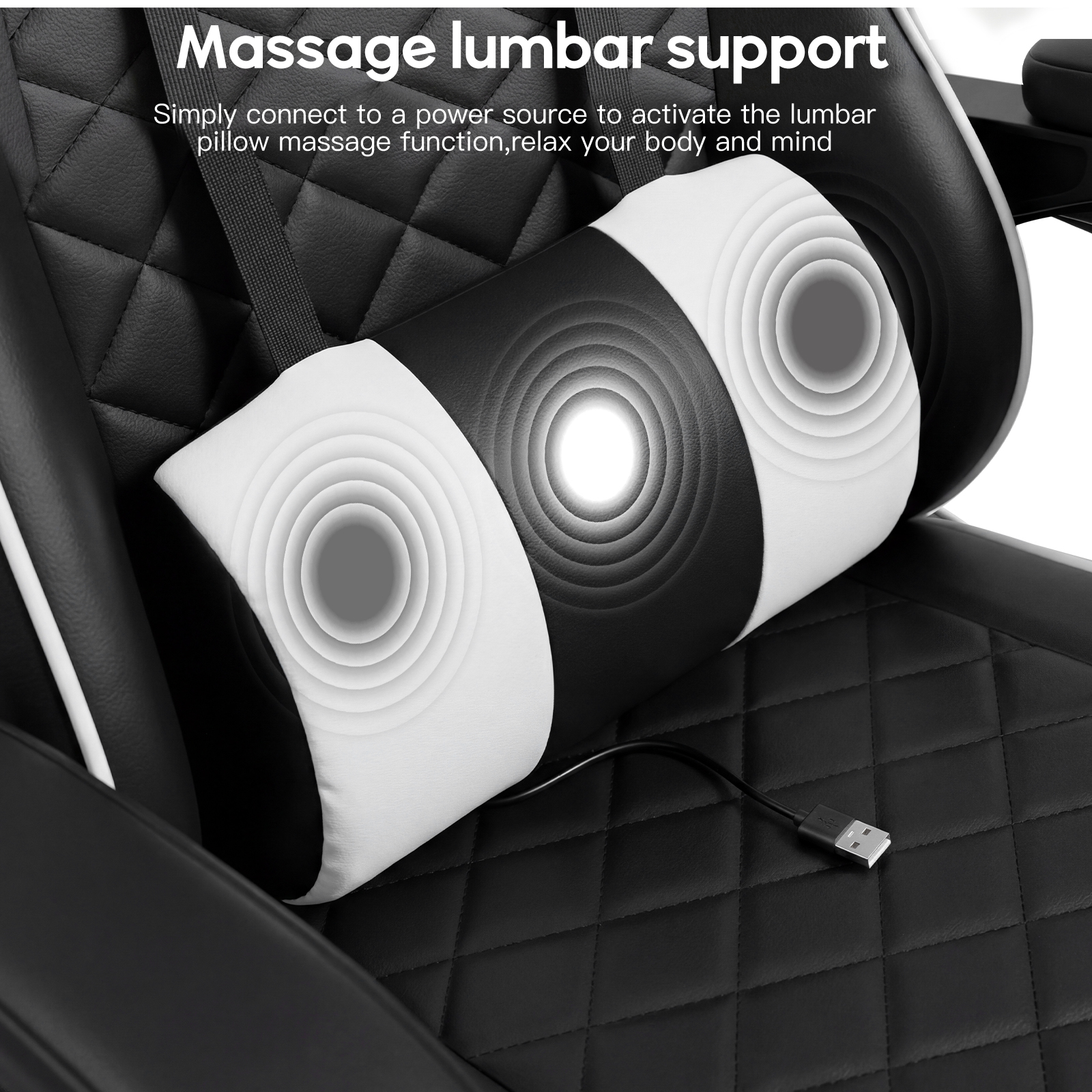 Racing Style Gaming Chair With Footrest,PU Leather,Massage Lumbar — image 7