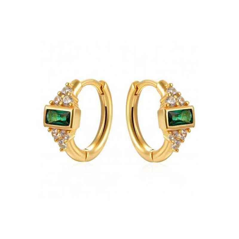 European And American Fashion Ins Style Elegant Square Multi-color Zircon All-match Earrings