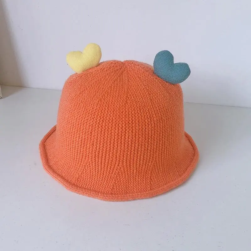 Cute Spring And Autumn Knitted Bucket Hat - Orange