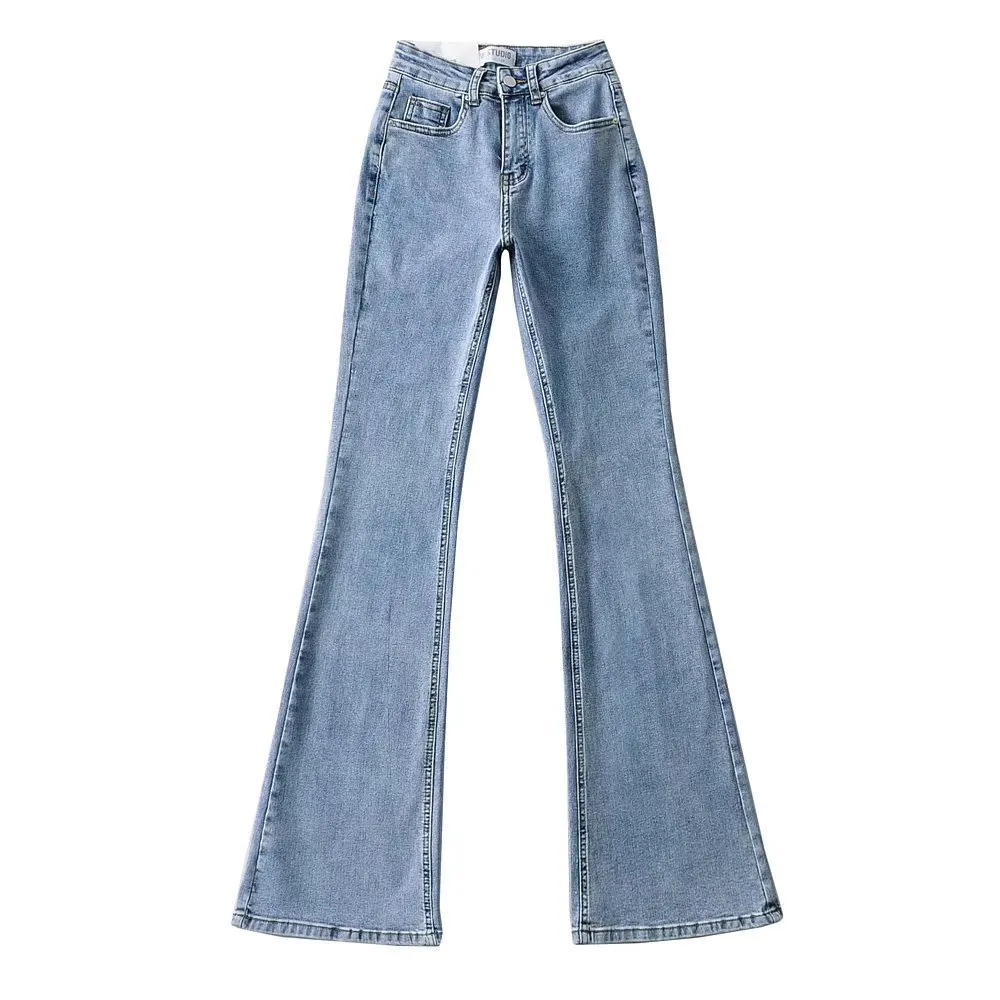 Women's Love Fart Pocket Flare Jeans - Light Blue