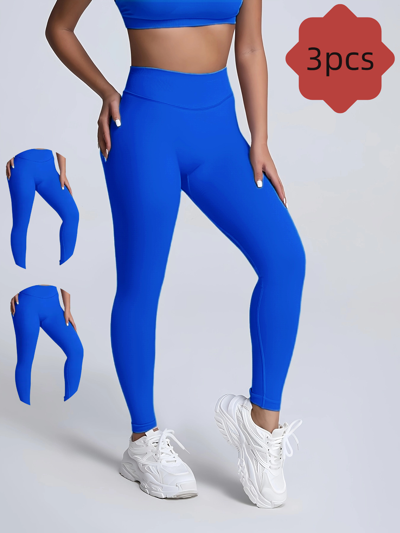 3PACK Women's High Waisted Yoga Pants High Elastic, Breathable, Non Rolling Blue - Shop at LoveMi