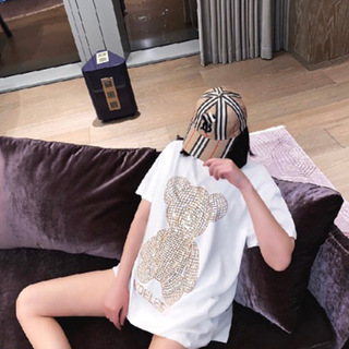 Cubs Print Xinjiang Cotton White Short sleeved T shirt Women 312White - Shop at LoveMi