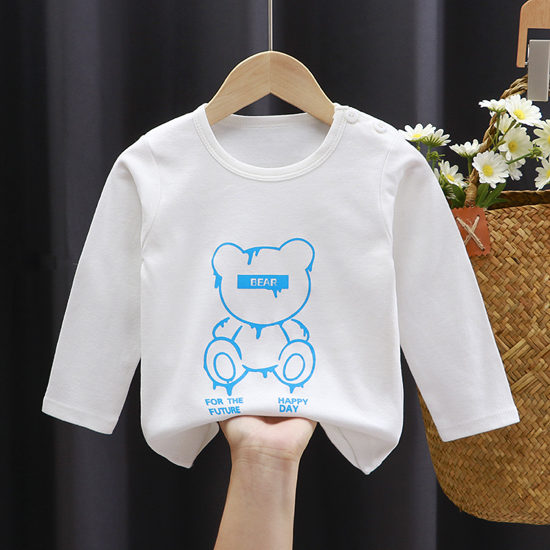 Boys And Girls Cartoon Print Bottoming Shirt