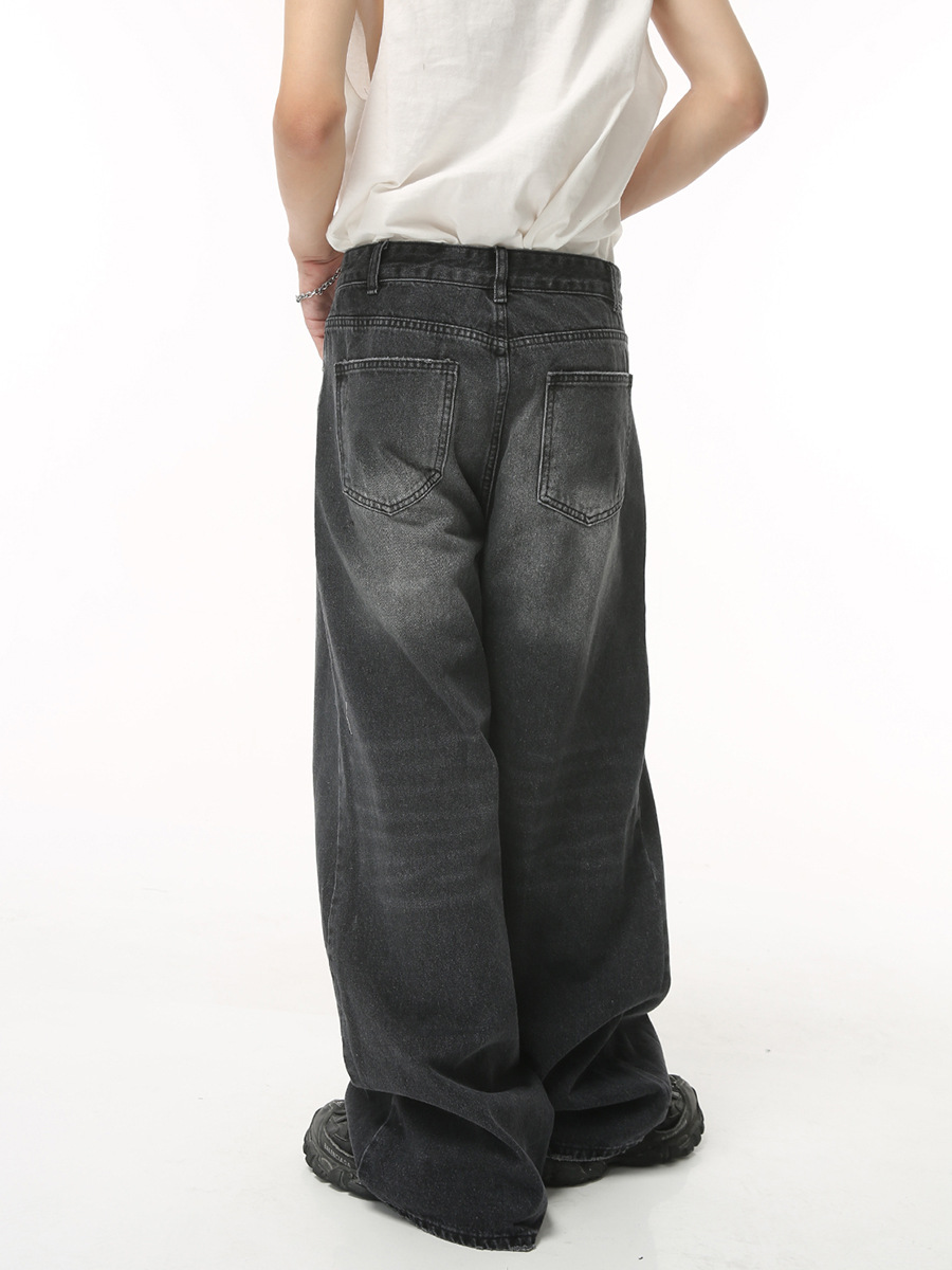 Summer New American Retro Wide Leg Mopping Loose Ins Denim Trousers