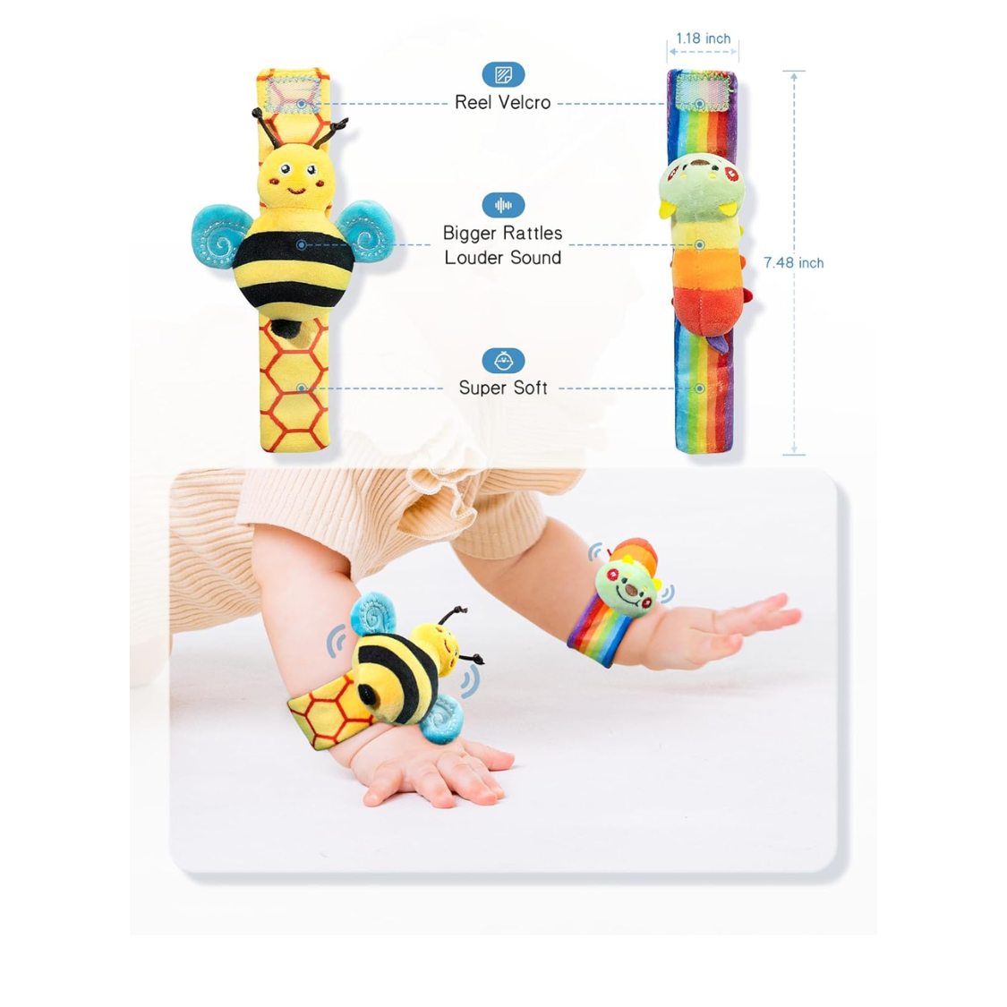 Baby Wrist Rattle Socks And Foot Finder Set Perfect Baby Toys For 0-12 Months Newborn Boys And Girls As Shower Gifts Garden Bug Series 2