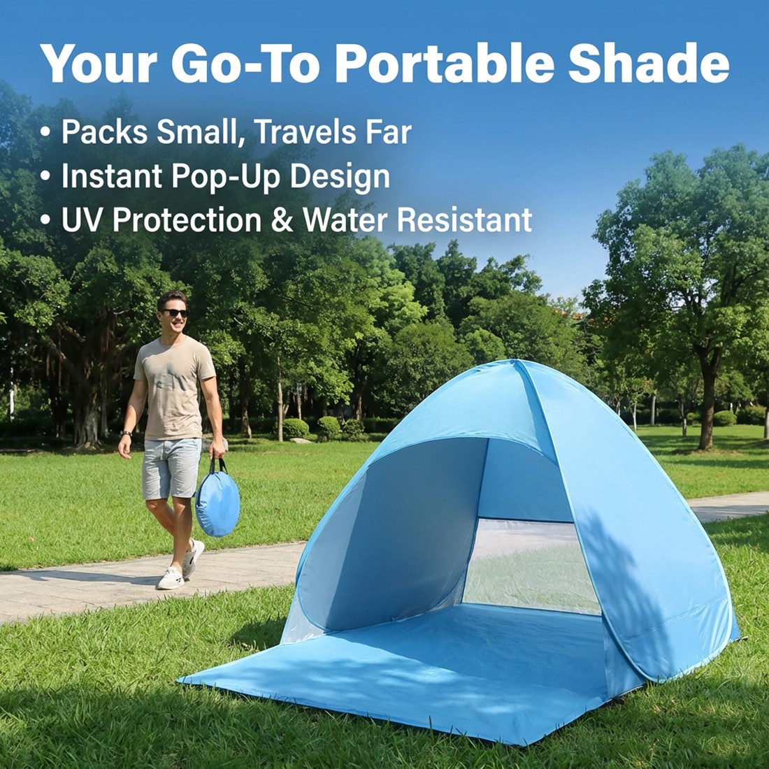 Pop-Up Beach Tent Uv-Resistant & Waterproof Sun Shade Shelter For Camping