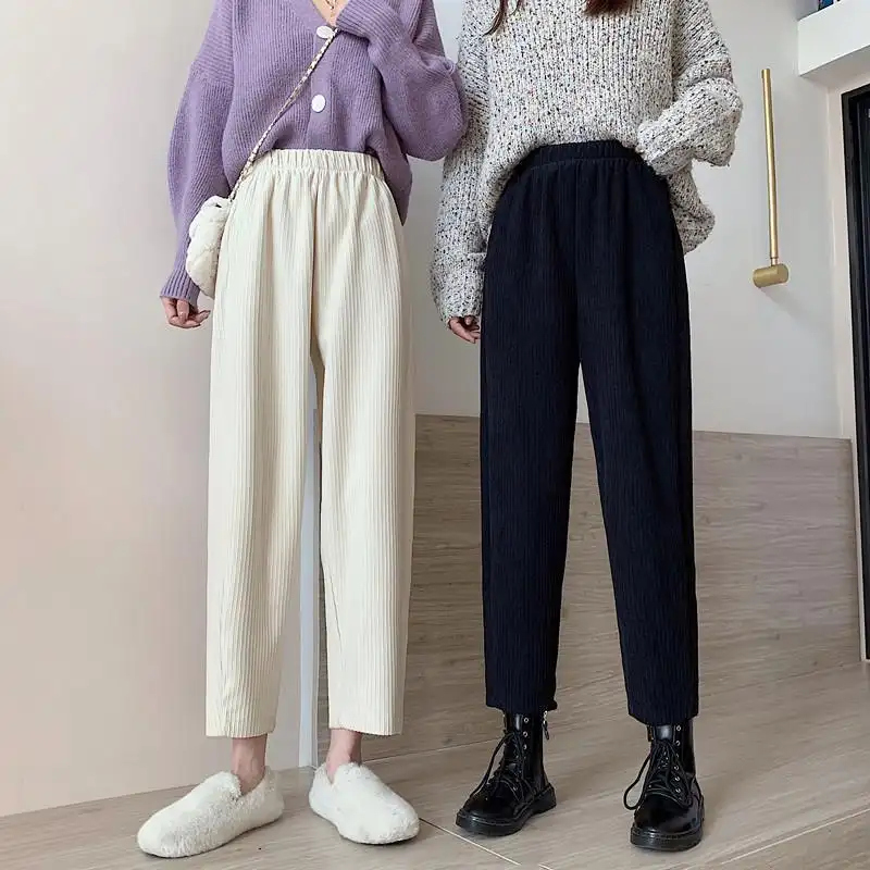 Women's Loose Straight High Waist Drape Cropped Casual Pants