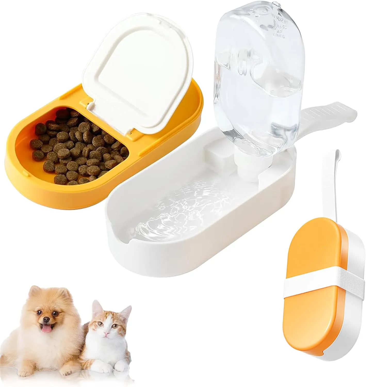 Dog Water Bottle Bowl 2-in-1 Food Container