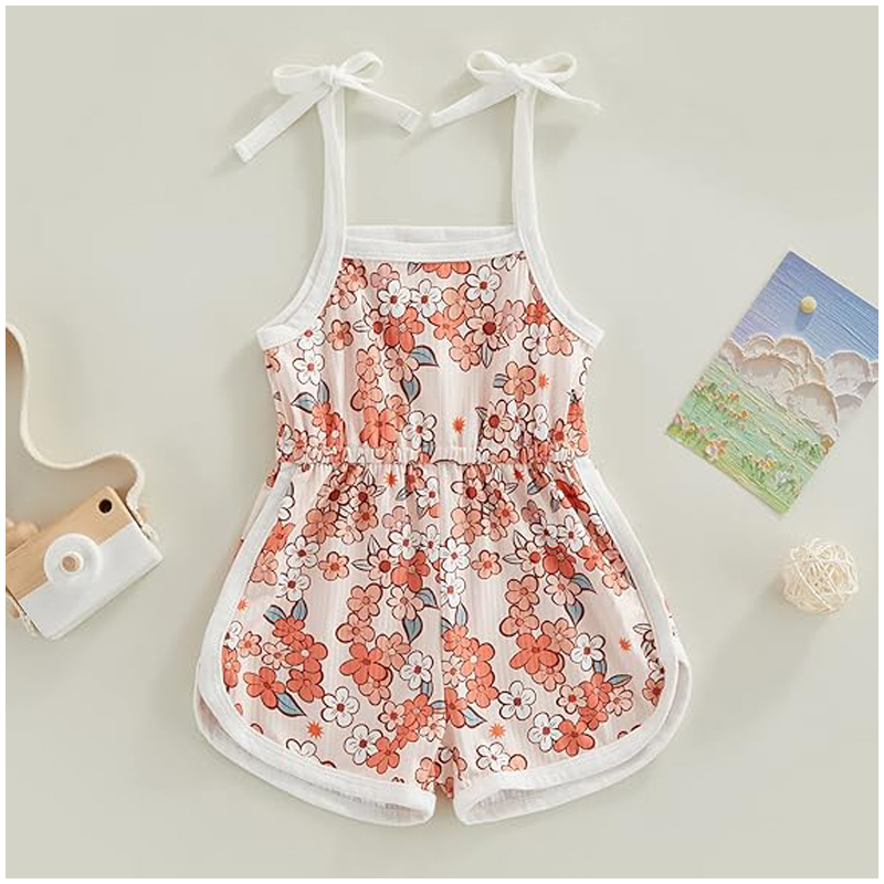 Toddler Baby Girl Clothing,floral Jumpsuit With Tie Up,jumpsuit Baby, Suspender Game Set