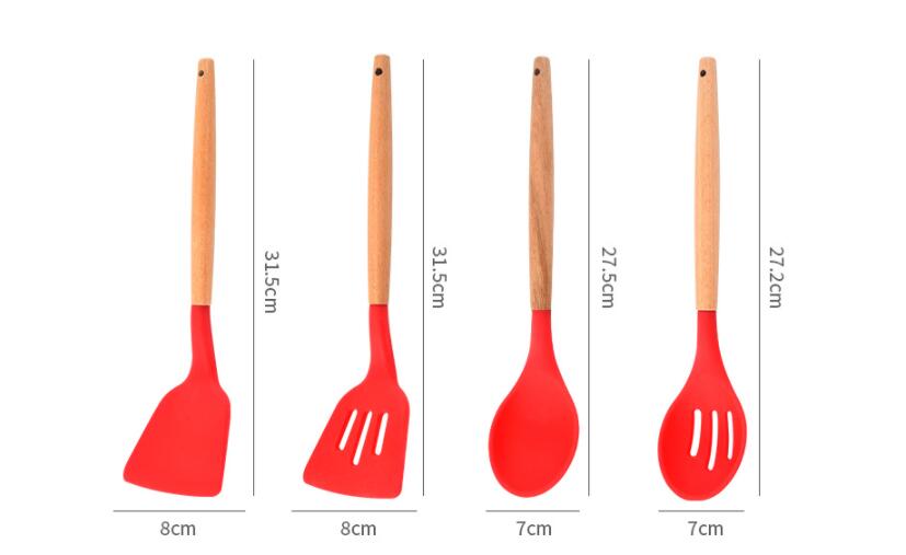 Title 3, Wooden Handle Silicone Kitchenware Set 12-Piece...