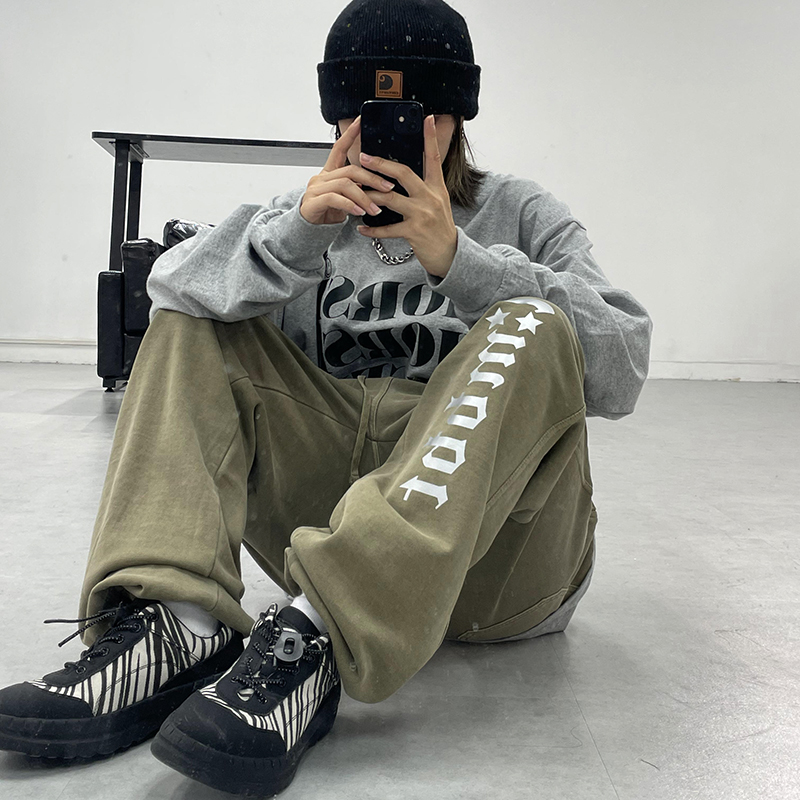 Original Vintage Washed Distressed Letter Sweatpants