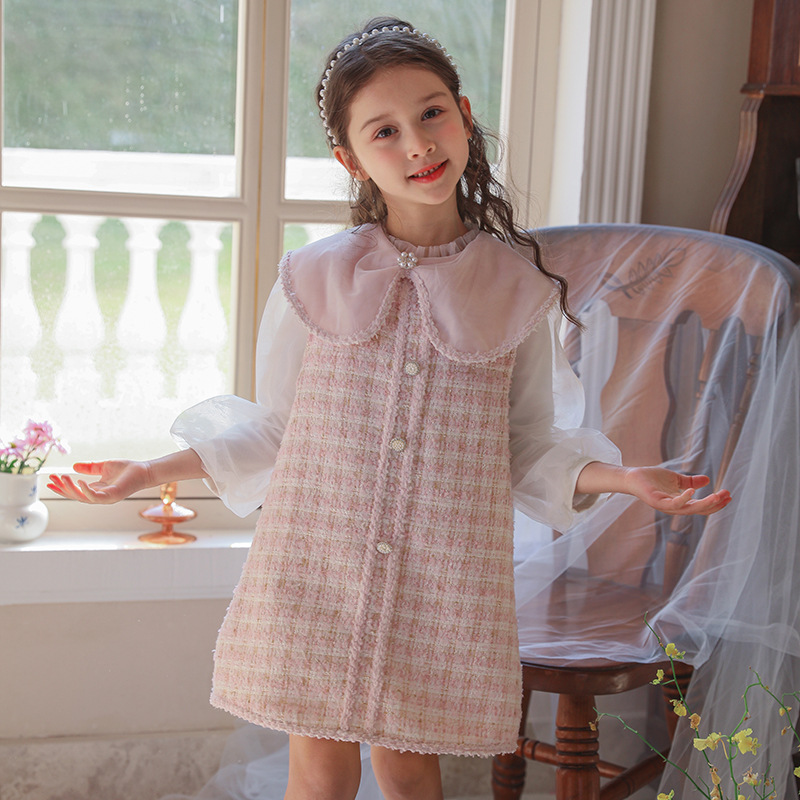 Girl's Sweet Vest And Skirt Two Piece Suit