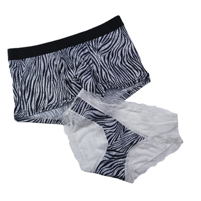 Panther And Horse Pattern Couple Underwear Ice Silk Mesh Semi-transparent Shorts
