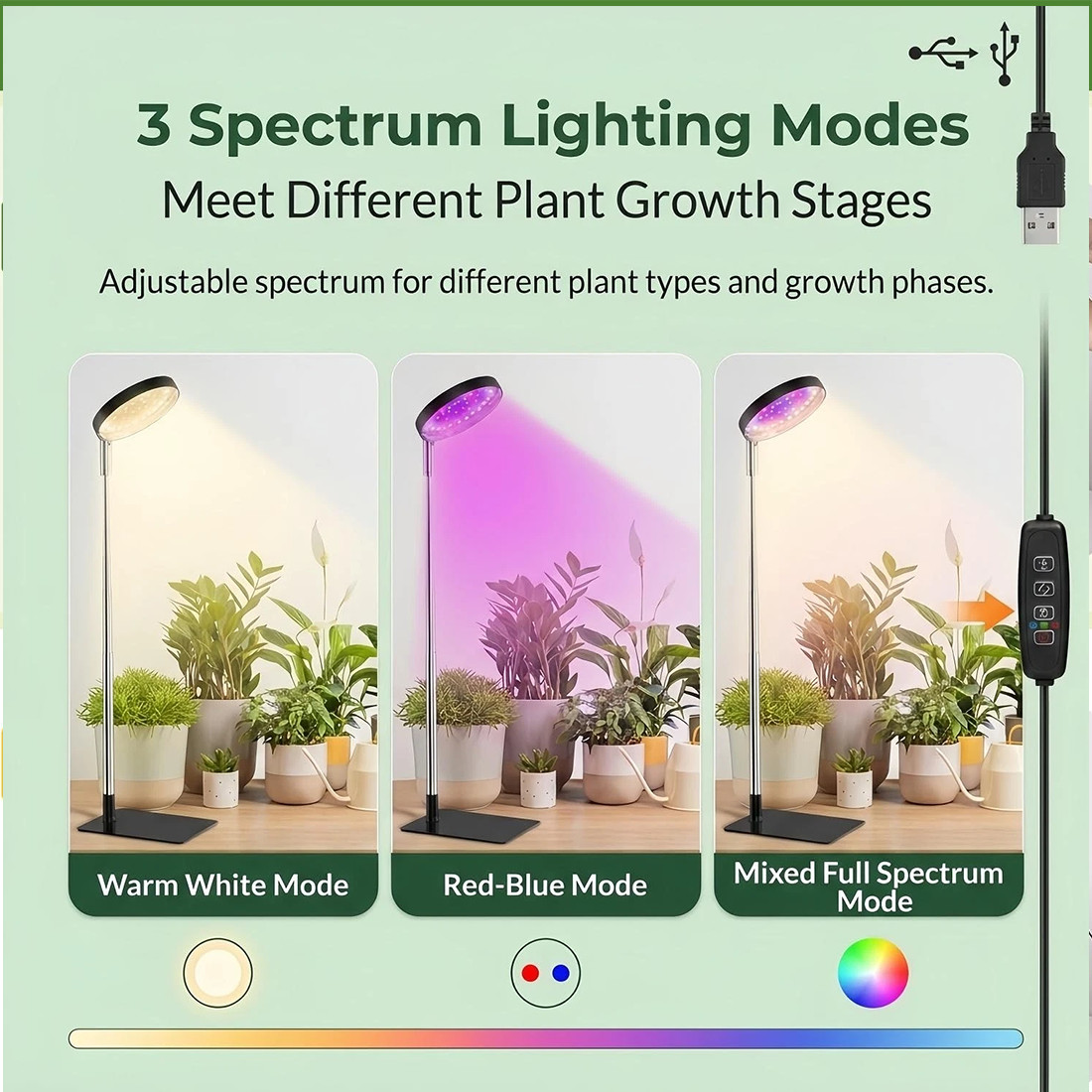 LED Plant Grow Lights For Indoor Plants Dimmable Growing Lamp USB Full Spectrum — image 5