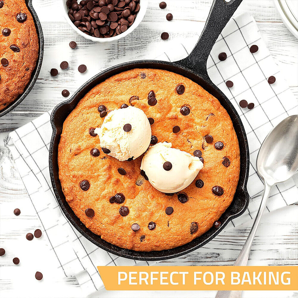 Set Of 3 Cast Iron Non Stick Skillet Griddle Cooking Pan Pre-Seasoned Frying — image 7