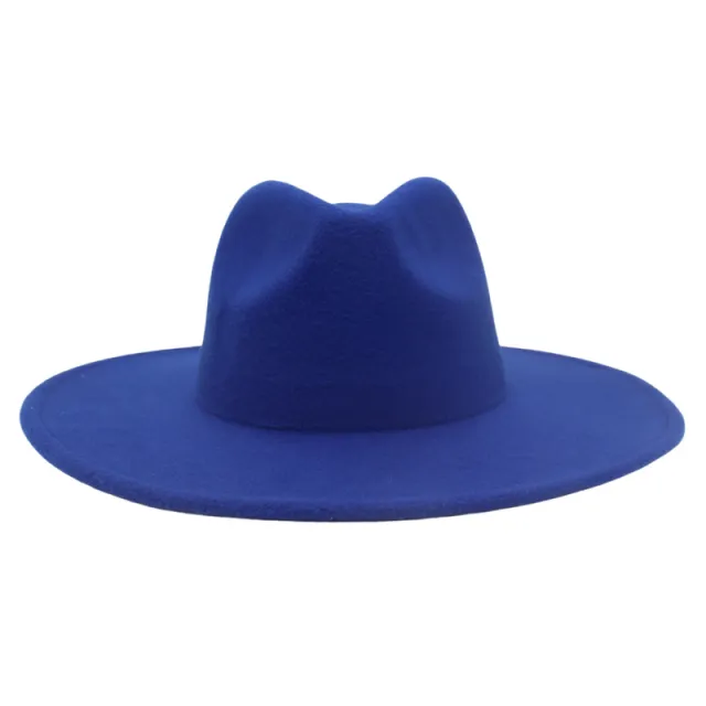 Large Brim Solid Color Cashmere Fashion Felt Jazz French Top Hat Royal Blue - Shop at LoveMi