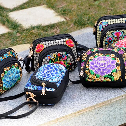 Embroidered Canvas Bag Fashion Ladies Slung