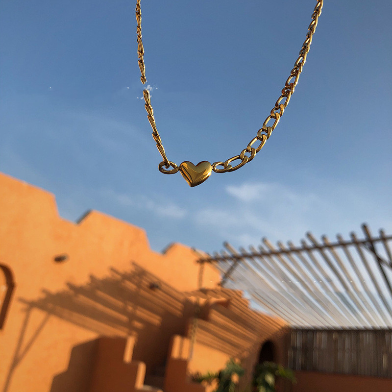 Love Peach Heart Metal Necklace
