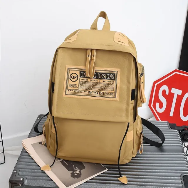 Ins Fashion Backpack Men Multi pocket Large Capacity Travel Computer Bag Women Junior High School Students Schoolbag Khaki - Shop at LoveMi