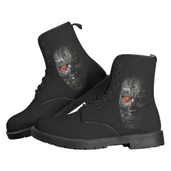 Printed Women's Leather Flat Bottom Low Heel British Martin Boots - A-36 - View 1