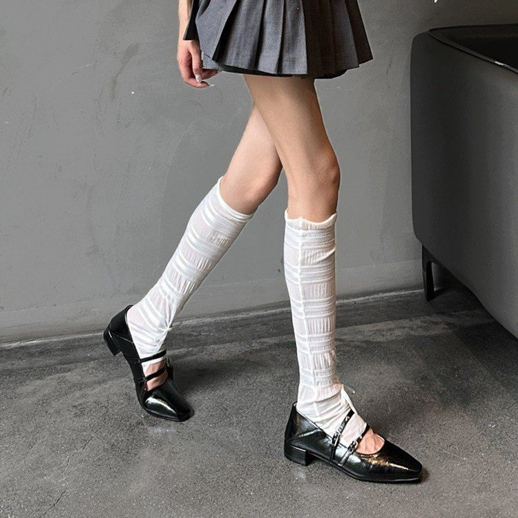 Women's 2026 Spring New French Style Mary Janes, Square Toe Buckle Strap Thick Heel Pumps, Elegant All-Match Single Shoes