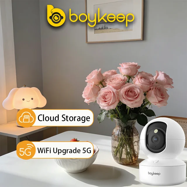 BoyKeep 2K Smart WiFi Security Camera Dual Band 5G 2.4GHz Indoor Surveillance Camera, 360 PTZ, IR Night Vision, Two Way Audio thumbnail 5