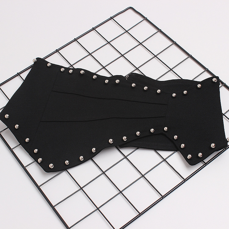 Title 6, Elastic Black Denim Rivet Irregular Waist Girdle