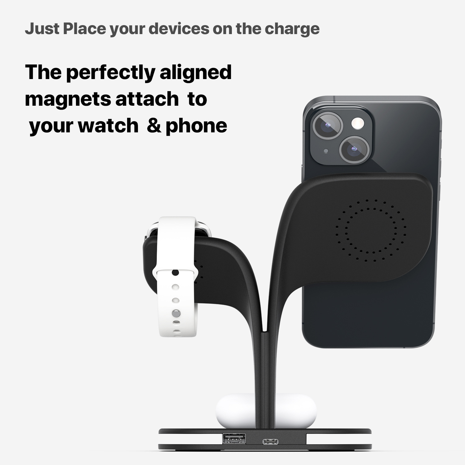 Magnetic Three-in-one Wireless Phone Charger Suitable For Earphone Watch