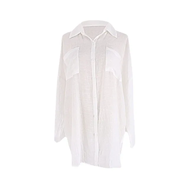 Ladies Slub Shirt Beach Jacket White - Shop at LoveMi