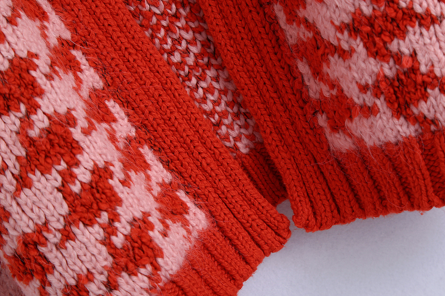 Women's Houndstooth Knit Cardigan Lattice Jacket