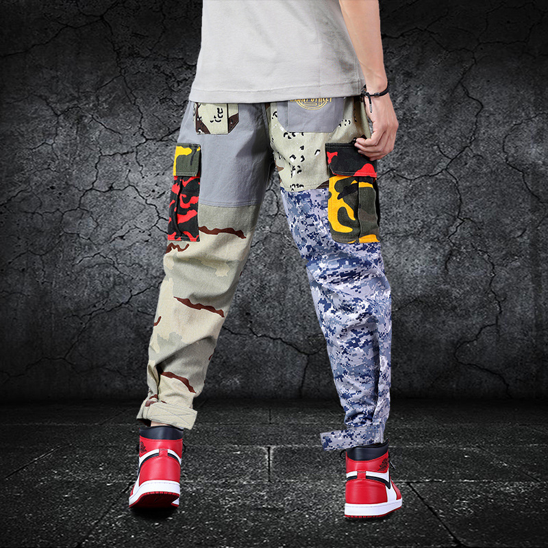 Fashionable Men's Cotton Stitching Camouflage Overalls