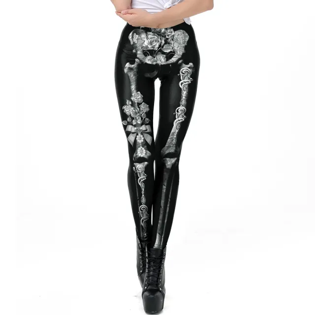 Halloween Costume Horror Ladies Skull Print Leggings 5 Style M - Shop at LoveMi