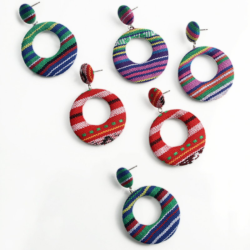 Round Piece Hypoallergenic Fabric Circle Earrings