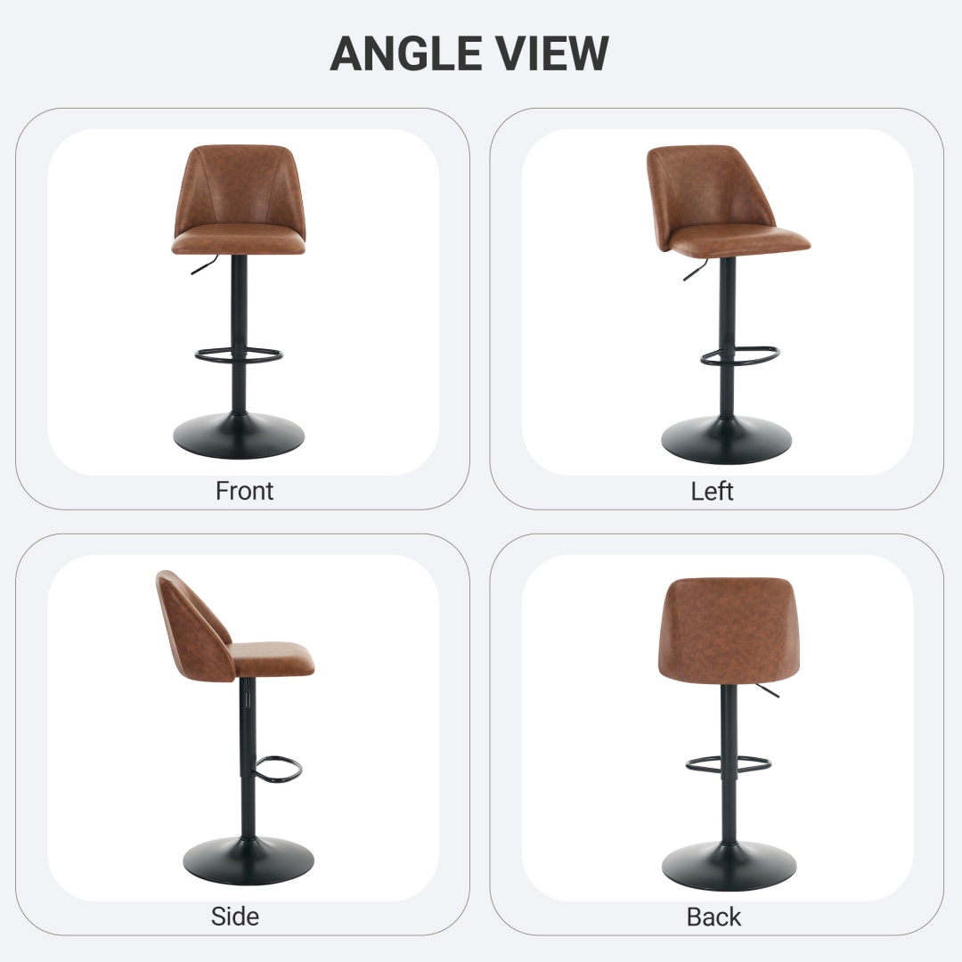 Swivel Bar Stools Upholstered Adjustable Barstools Counter Heigh For Bar, Dining Room, Set Of 1, Beige image 8