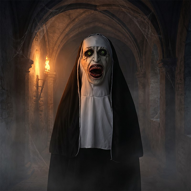 Valak The Nun Full Head Latex Mask Conjuring Horror Halloween Cosplay Accessory — image 5