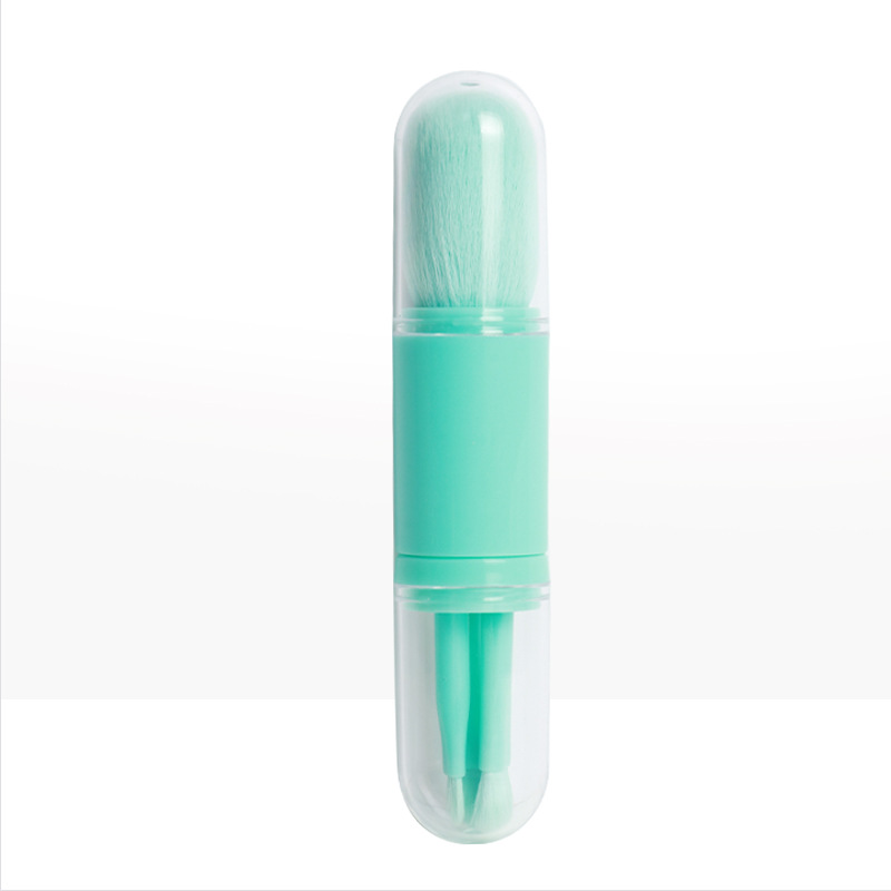 Mini Eye Skin Tone Retractable Portable Four In One Makeup Brush Beauty Tool Blue Green - Shop at LoveMi