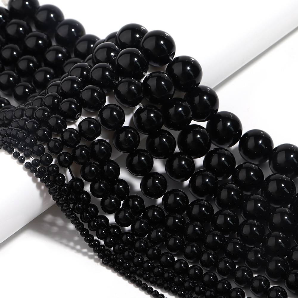 Title 3, New Black Agate Round Beads