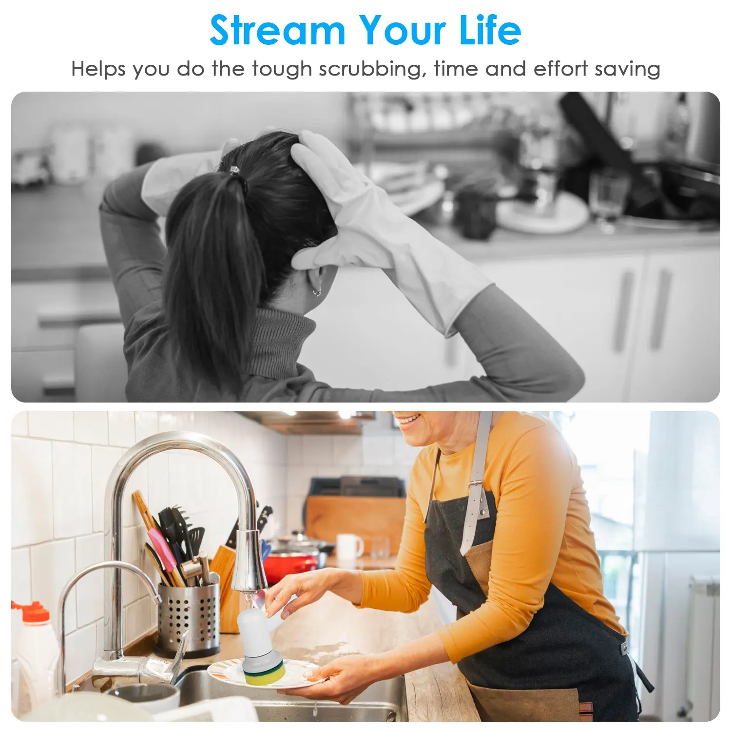 Electric Handheld Spin Scrubber Cordless Cleaning Brush