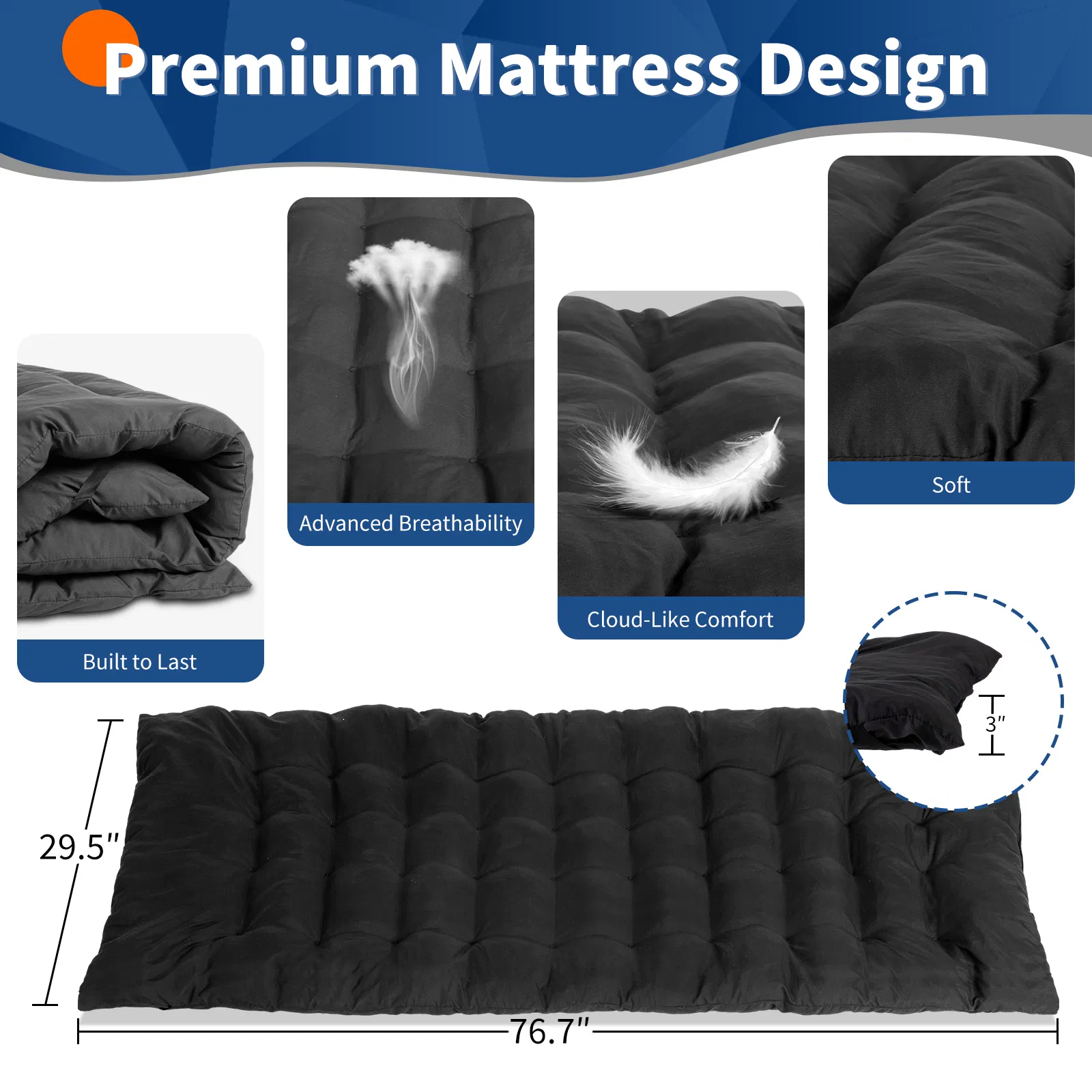 Folding Camping Cot Bed With Soft Pad, Portable Outdoor Cot, Adults Sleeping Bed For Home Office Nap Beach Travel, Black