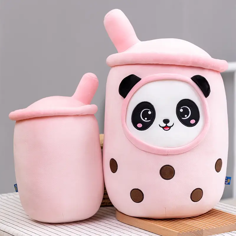 Cartoon Milk Tea Cup Plush Sofa Pillow Panda Expression