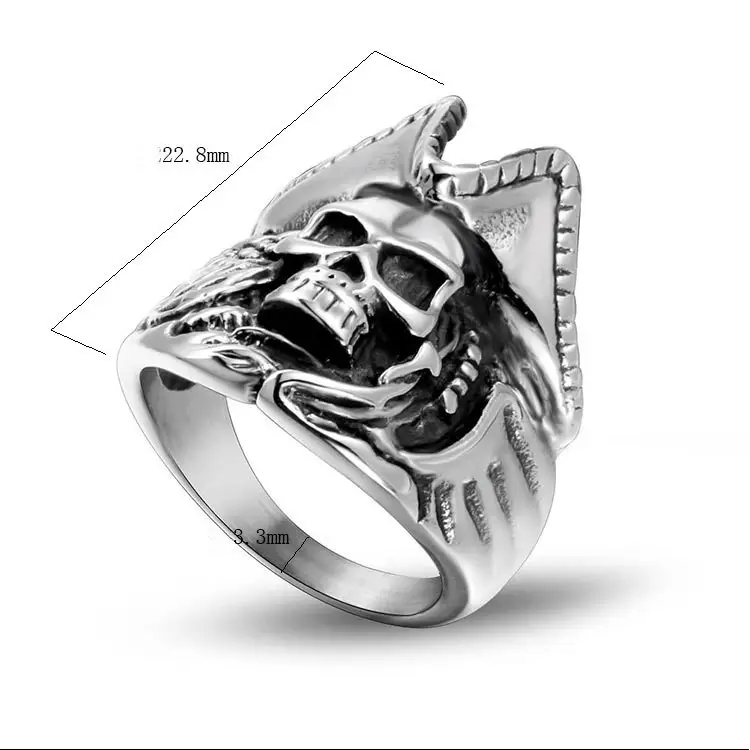 Old Devil Skull Titanium Steel Ring
