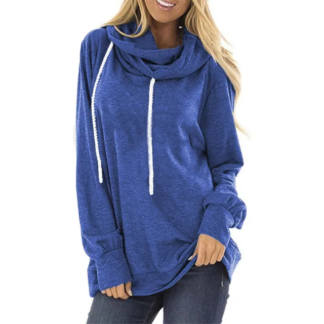 Hooded Drawstring Sweater Pullover Long sleeved Loose Casual Women's Top Cai Lan - Shop at LoveMi