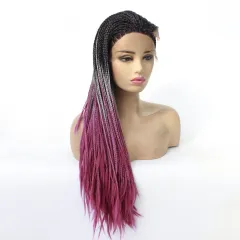 Europe Lady Double Braided Wig Black Fro - Purple - View 1