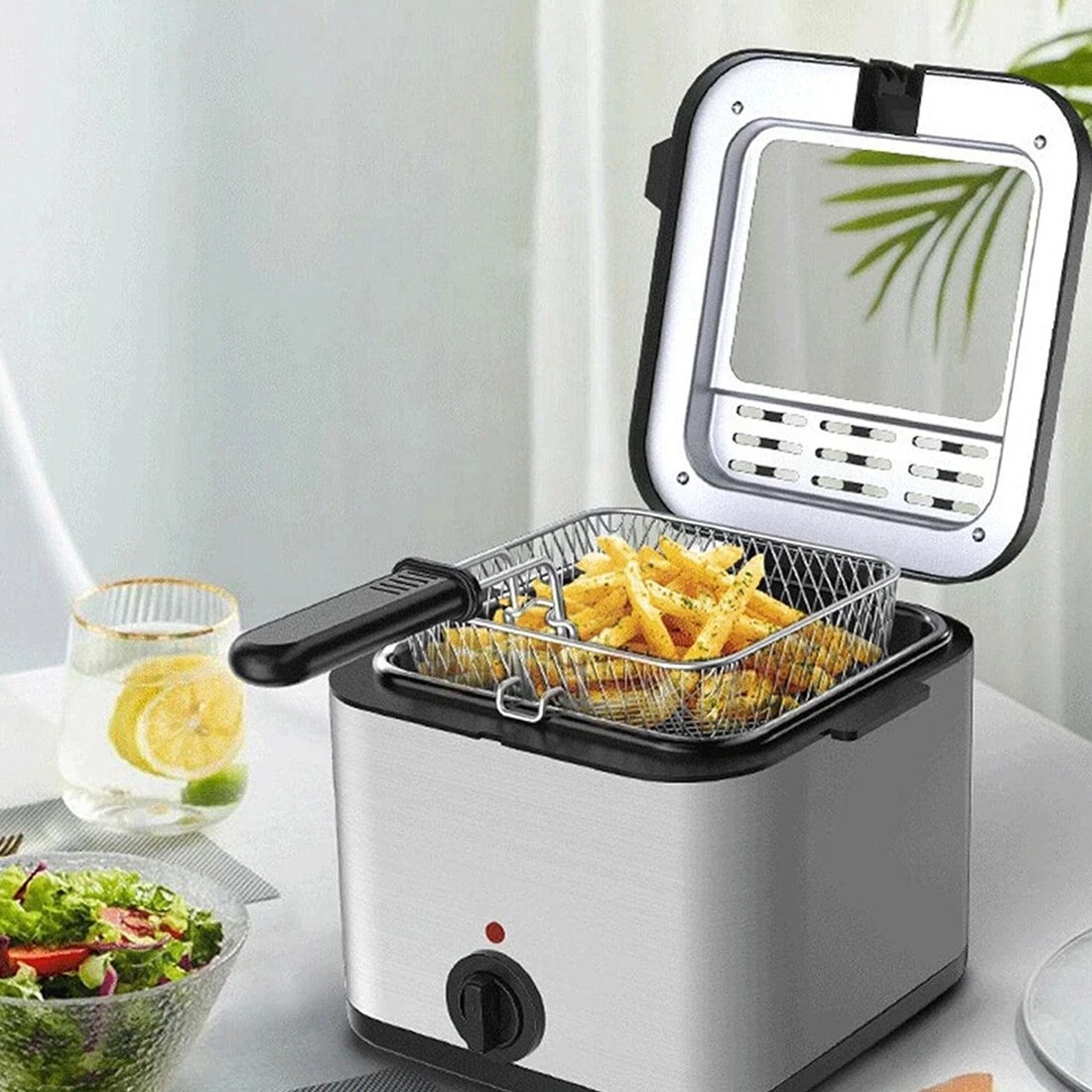 2.5Ltr Compact 1 000W Electric Stainless Steel Deep Fat Fryer Non-stick Chip Pan — image 12